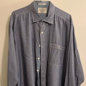 Nautica mens blue Jean button down shirt long sleeve big and tall 2XLT